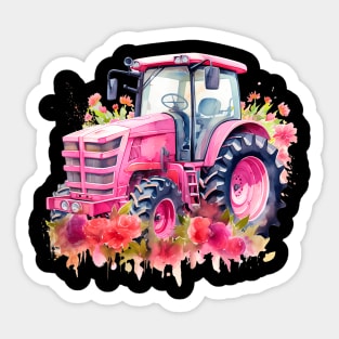Farm Girl Pink Tractor Sticker